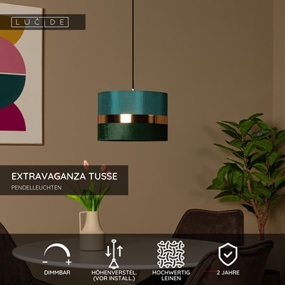 Lucide EXTRAVAGANZA TUSSE - Pendelleuchten - Ø 30 cm - 1xE27 - Grün